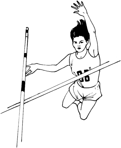 Woman Pole Vault Coloring Page